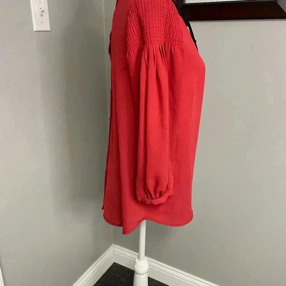 LC Lauren Conrad x Snow White Blouse Size Small Disney Red Lace Collared Button - Picture 2 of 6